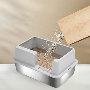 Caja de arena para <span class=keywords><strong>gatos</strong></span> inteligente grande de acero inoxidable al por mayor, caja de arena <span class=keywords><strong>autolimpiable</strong></span> medio abierta con acceso conveniente para <span class=keywords><strong>gatos</strong></span> - Product Image 4