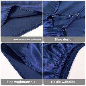 Femmes nouveau décontracté multicolore Satin pyjamas <span class=keywords><strong>pantalon</strong></span> respirant fronde haut Shorts couleur bonbon service à domicile costume été Spandex - Product Image 4