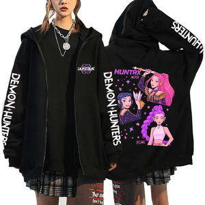 Nuevo diseño personalizado, cárdigan informal de algodón con temática de anime de Cazador de Demonios, sudadera con capucha extragrande con cremallera. - Product Image 2
