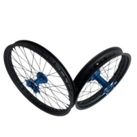 Roues de moto tout-terrain Surron Ultra Bee 21/18 pouces, roues à rayons noires, moyeu bleu, pour enduro