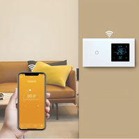 UBARO 157x86mm WiFi Smart Thermostat dengan Kontrol Suara Aplikasi Tuya dan Sakelar Lampu Sentuh 2 Gang AC110-240V