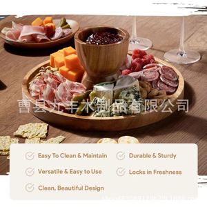 Jiufeng Wooden Cake Stand With Glass Lid Round Solid Wood Dessert <b>Tray</b> For Party <b>Table</b> Decoration - Product Image 2