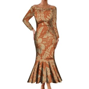 Nuovo abito da donna personalizzato di alta qualità a manica lunga aderente a sirena Samoan Design polinesiano abito da festa a coda di pesce - Product Image 4