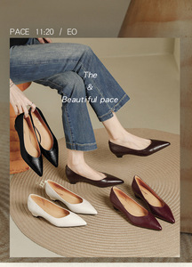 Elegantes Zapatos Planos de Mujer con Punta en Pico, de Cuero Genuino, Cómodos y Fáciles de Poner, Color Marrón, para Todas las Temporadas, Zapatos de Tacón Alto - Product Image 6