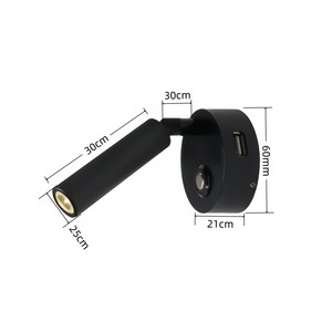 Lampe murale LED en aluminium noir et <span class=keywords><strong>blanc</strong></span>, projecteur tactile à intensité variable, lumière de charge USB pour camping-car, caravane, bateau, <span class=keywords><strong>chambre</strong></span> à coucher - Product Image 4