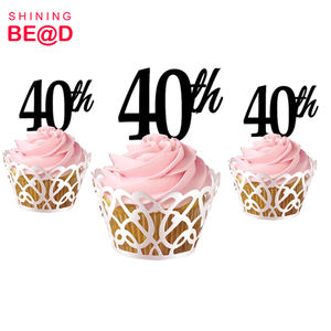 Wholesale Black <strong>40th</strong> Acrylic Birthday <strong>Cake</strong> <strong>Topper</strong> for Cupcake Decoration,Cupcake <strong>Topper</strong>,Happy Birthday <strong>Cake</strong> <strong>Topper</strong> Mini - Product Image 2