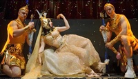 Costumes de scène de danse sur le thème de Cléopâtre dorée personnalisés, 100% polyester, ensembles de costumes exotiques pour discothèque, ouverture, anniversaire