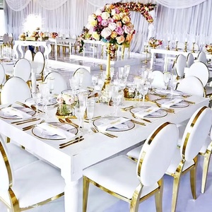 Silla de comedor de cuero con respaldo ovalado dorado moderno, venta al por mayor, muebles apilables de acero inoxidable para eventos para apartamentos de sala de estar - Product Image 6