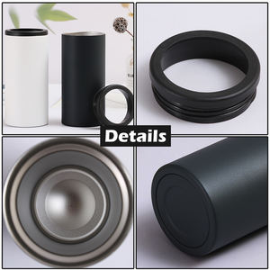 12オンス缶タンブラーカップステンレススリムカスタムコーヒーカップ黒缶クーラードリンク冷たいビールマグカップパーティー用 - Product Image 6