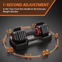 Haltères réglables 11 kg (25 lb), ensemble d'haltères avec poignée antidérapante et solution de rangement, haltères compacts pour la salle de sport à domicile