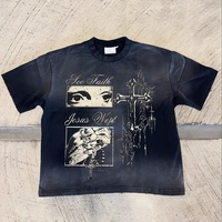 Camiseta Oversize Boxy Personalizada para Hombre, 300Gsm, 100% Algodón, Estilo Vintage con Lavado Ácido, Estampado Gráfico DTG, Ropa Urbana al por Mayor