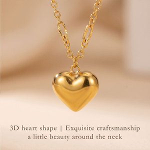 Collana con Ciondolo a Cuore in Acciaio Inossidabile, Catena Figaro Bicolore Oro e Argento, Design Minimalista, Gioielli Delicati <span class=keywords><strong>per</strong></span> Donne - Product Image 2
