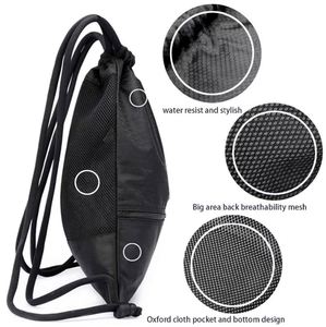 Custom Logo <b>Printed</b> Backpack Travel Bag Football Lines Polyester Drawstring Bag with Pocket - Product Image 4