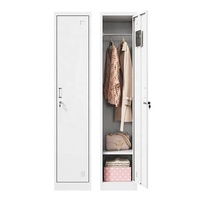 Casier de rangement vertical autoportant en acier à porte unique verrouillable pour appartement et chambre à coucher avec design peu encombrant