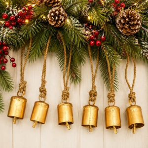 Cloche de Noël rustique vintage, cloche de vache décorative, grande cloche de Noël en métal avec corde de suspension en jute - Product Image 3