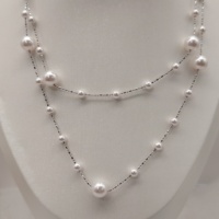 Chaîne élégante super longue en perles plaquées or, nouveaux accessoires de mode tendance, collier de perles à motif géométrique sur les colliers du marché