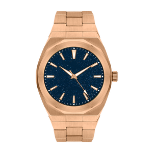 Montre à quartz pour homme, or rose, cadran <span class=keywords><strong>Star</strong></span> <span class=keywords><strong>Dust</strong></span> et pierre de grès bleue, bracelet en acier inoxydable, mode sport, 20 mm, haute qualité - Product Image 1