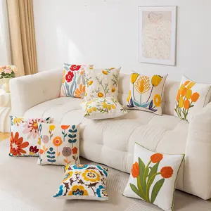 Custom Nice Style Embroidery Floral 10Pcs For One Pack Pillow Cover Sofa Pillow Cover