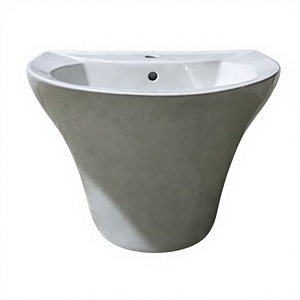 Lavabos <span class=keywords><strong>de</strong></span> Baño <span class=keywords><strong>de</strong></span> Cerámica <span class=keywords><strong>de</strong></span> Estilo Moderno, Lavabo Irregular Suspendido en la Pared con Desagüe, Montaje <span class=keywords><strong>de</strong></span> Grifo <span class=keywords><strong>de</strong></span> un Solo Orificio, para Hotel o Villa - Product Image 4