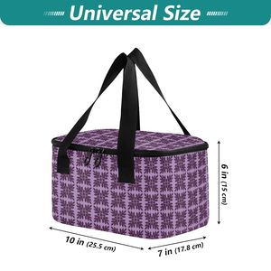 Sac à déjeuner isotherme en nylon avec doublure en film d'aluminium, motif Ulu violet hawaïen, petit format personnalisé, à poignée courte - Product Image 6