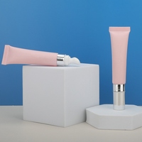 Tube cosmétique en plastique PE rose scellé 25g 30g pour crème contour des yeux et brillant à lèvres, emballage personnalisé avec applicateur à pointe céramique et capuchon argenté