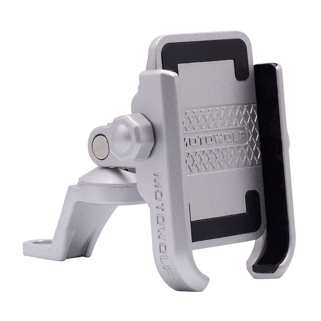 Aluminum Alloy Anti-Theft Motorcycle Rearview Mirror Mount Cellphone Holder with 4-6.6inch Support