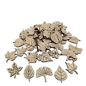 Polished Plywood Wooden Leaf-Shaped Decorative Ornaments Flower-Themed Fragments Handcrafted And Beautiful