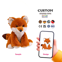 Peluche renard assis personnalisée OEM, mignonne, en coton PP brodé, animal sauvage en peluche avec logo étoile, pour cadeau de bébé