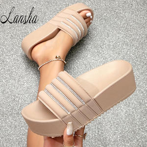 2025 gran oferta sandalias de plataforma tira de lentejuelas correa cruzada punta abierta suela gruesa cuña tacón grueso sandalias de gelatina colores caramelo sólido - Product Image 3