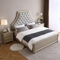 Lit double de 1,8 m en bois massif de style américain, moderne, simple, confortable et durable, idéal pour chambre principale ou mariage