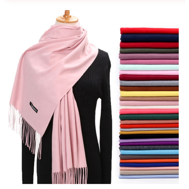 2020 Nieuwe Zachte Kasjmier Sjaals Vrouwen Effen Kleur Wraps Dunne Lange Sjaal Kwastje Casual Lady Winter Vrouwelijke Shawl Met Vele kleuren