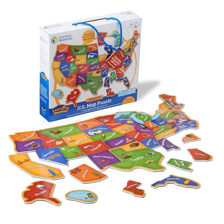 Großhandel Custom Kids Education Spielzeug Wand dekoration Magnetische Holz Weltkarte Puzzle Lernspiel Kühlschrank Aufkleber