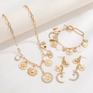 Retro Eye And Key Charm Pendant Bracelet Bracelet Necklace earrings bracelet set Jewelry for women