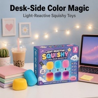 Jouets Squishy Photochromiques Trio Jaune Bleu Rose Changeant de Couleur, Mousse Douce à Remontée Lente, Lot de Boîtes de Bureau