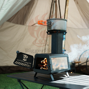 Biggerfire Ngoài Trời Thép Carbon Bếp Cho Trại Đa Nhiên Liệu Gỗ Đốt Tên Lửa Bếp Với Xem Kính Cắm Trại Vỉ - Product Image 3