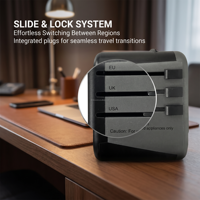Adaptador de Viaje Universal con Enchufe Retráctil, Cargador USB Tipo C para Teléfono, Tableta, Portátil, Reino Unido, UE, EE. UU., Australia