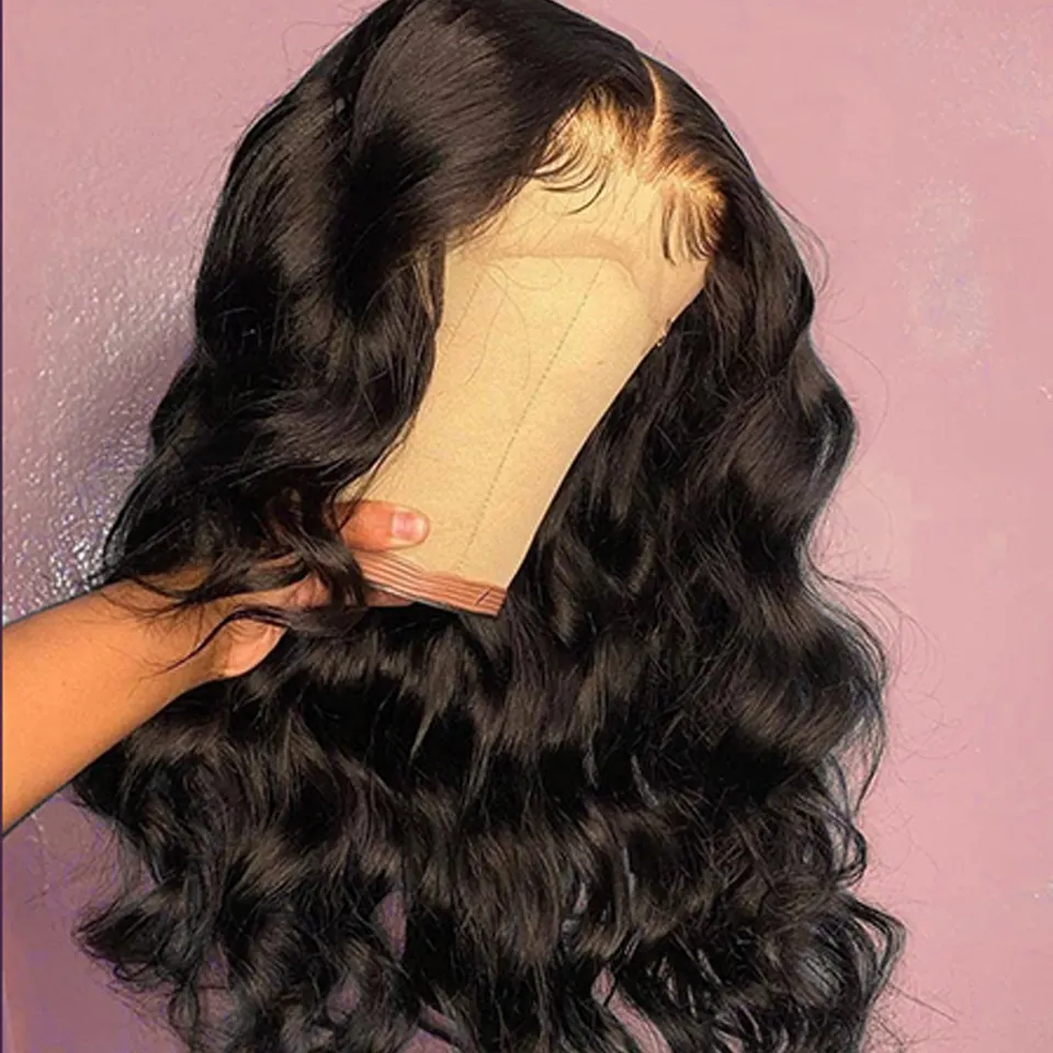 Cambodian Vendor 40 Inch Pre Plucked Loose Deep Wave Swiss Lace Front Wigs 100 % Brazilian Human Hair Wig For African Americans