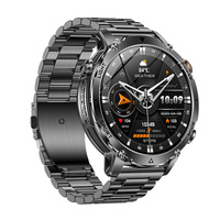 Montre connectée tactique robuste AK106, batterie de 1400 mAh, lampe torche LED, étanche IPX8, appels Bluetooth, suivi santé IA, Android/iOS