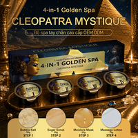 Kit de Pédicure Spa Moussant 4 Étapes Golden Cleopatra Mystique, Faible MOQ, Vente en Gros, Stock Prêt, Kit de Luxe pour Salon de Manucure et Pédicure