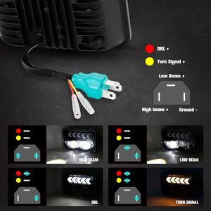 Phares LED 4x6'' pour S10 1995 1996 <span class=keywords><strong>1997</strong></span> avec faisceau Hi/Lo, DRL blanc, clignotants séquentiels ambrés, phare rectangulaire - Product Image 5