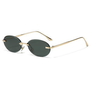 SZ3606 Brand Designer Fashion <b>Rimless</b> Round Gold Square UV400 Metal Custom Logo <b>Sunglasses</b> for Unisex - Product Image 4