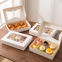 Boîtes à biscuits blanches en gros avec fenêtre transparente, emballage pliable en papier pour pâtisseries et gâteaux