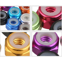 Pièces métalliques usinées CNC, pièces de tournage CNC en aluminium, pièces usinées CNC sur mesure, écrous de blocage en aluminium et nylon M2-M8 anodisés CNC