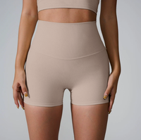 Shorts de sport pour femmes à taille haute, extensibles dans quatre directions, en Spandex/Nylon, couleur unie, taille élastique, respirants, anti-transpiration, séchage rapide, taille plus