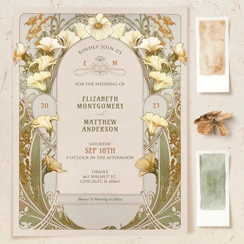 Moderne Bruiloft Uitnodiging Bloemen Gedrukt Klant Diy Trouwkaart Uitnodiging Voor Bruid En Bruidegom