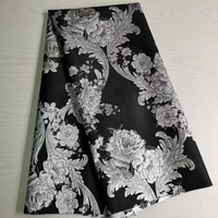 Tissu Jacquard Métallique en Polyester à Motif Floral Vert pour Robe de Soirée