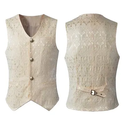 Coldker Heren Middeleeuws Vest Renaissance Victoria Steampunk Vest Vintage Gothic Halloween Kostuum