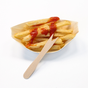 뜨거운 판매 친환경 일회용 나무 프렌치 프라이 디저트 칩 맞춤형 패키지와 감자 포크 - Product Image 3