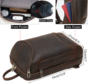 กระเป๋าเป้สะพายหลังแบบคาดลำตัวหนังม้าแท้ผู้ผลิตหนังแท้กระเป๋าคาดอกหนังวัวแท้แบบย้อนยุค - Product Image 6