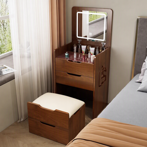 Juego de tocador de lujo moderno para dormitorio con espejo, luces y cajones, diseño de muebles de <span class=keywords><strong>maquillaje</strong></span> para apartamento pequeño, asequible - Product Image 3